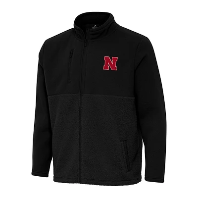 Men's Antigua Black Nebraska Huskers Daily Fused Full-Zip Jacket