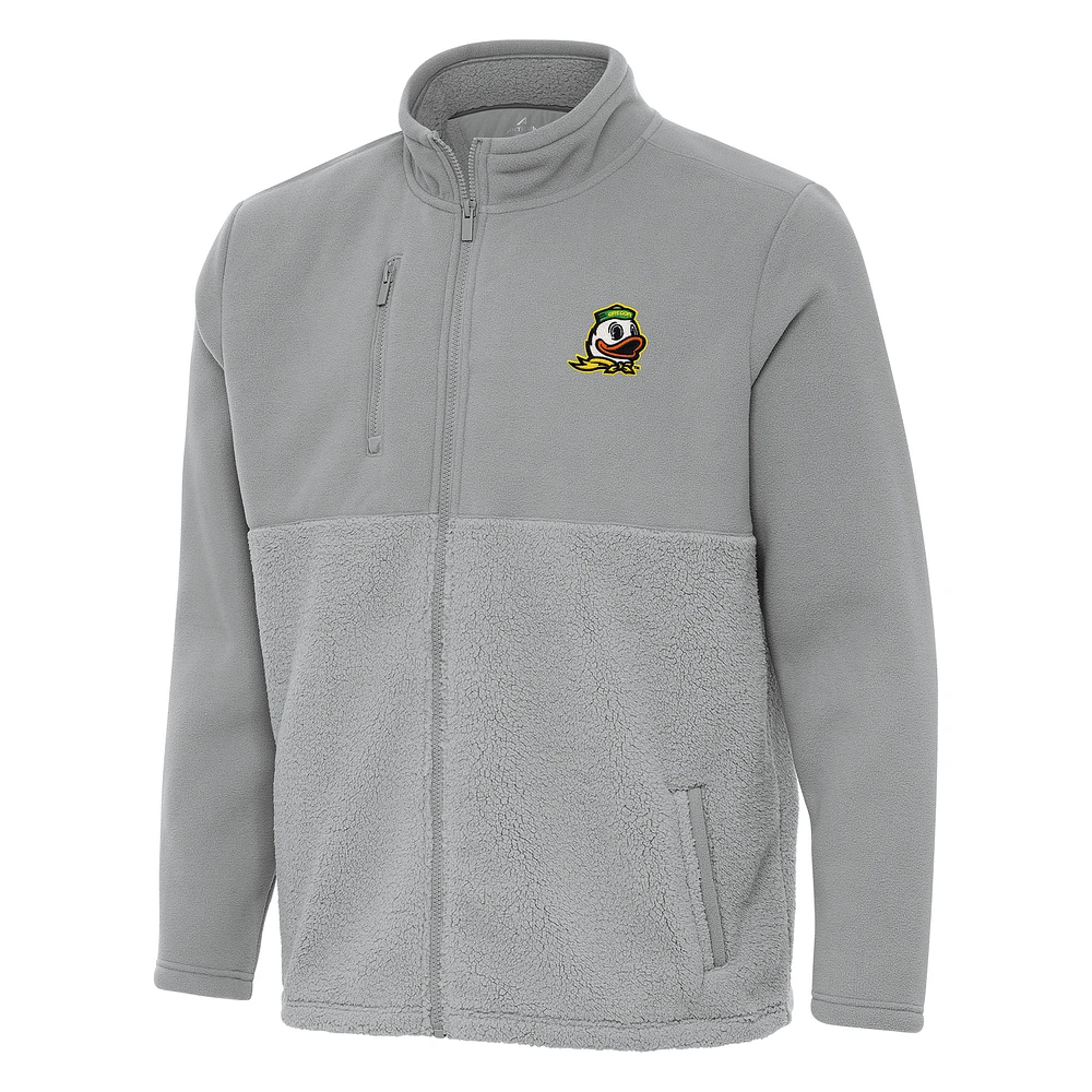 Men's Antigua Gray Oregon Ducks Daily Fused Full-Zip Jacket