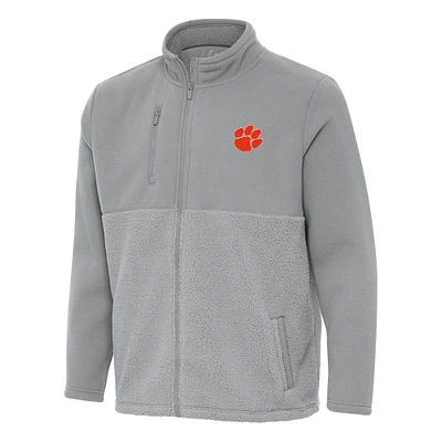Men's Antigua Gray Clemson Tigers Daily Fused Full-Zip Jacket