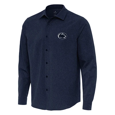 Men's Antigua Navy Penn State Nittany Lions Exposure Woven Long Sleeve Button-Up Shirt
