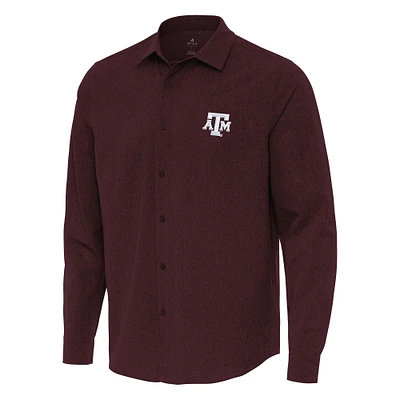 Men's Antigua Maroon Texas A&M Aggies Exposure Woven Long Sleeve Button-Up Shirt