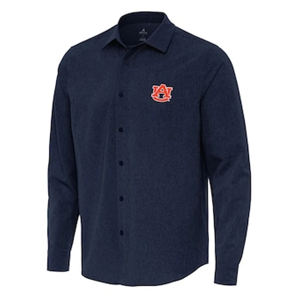 Men's Antigua Navy Auburn Tigers Exposure Woven Long Sleeve Button-Up Shirt