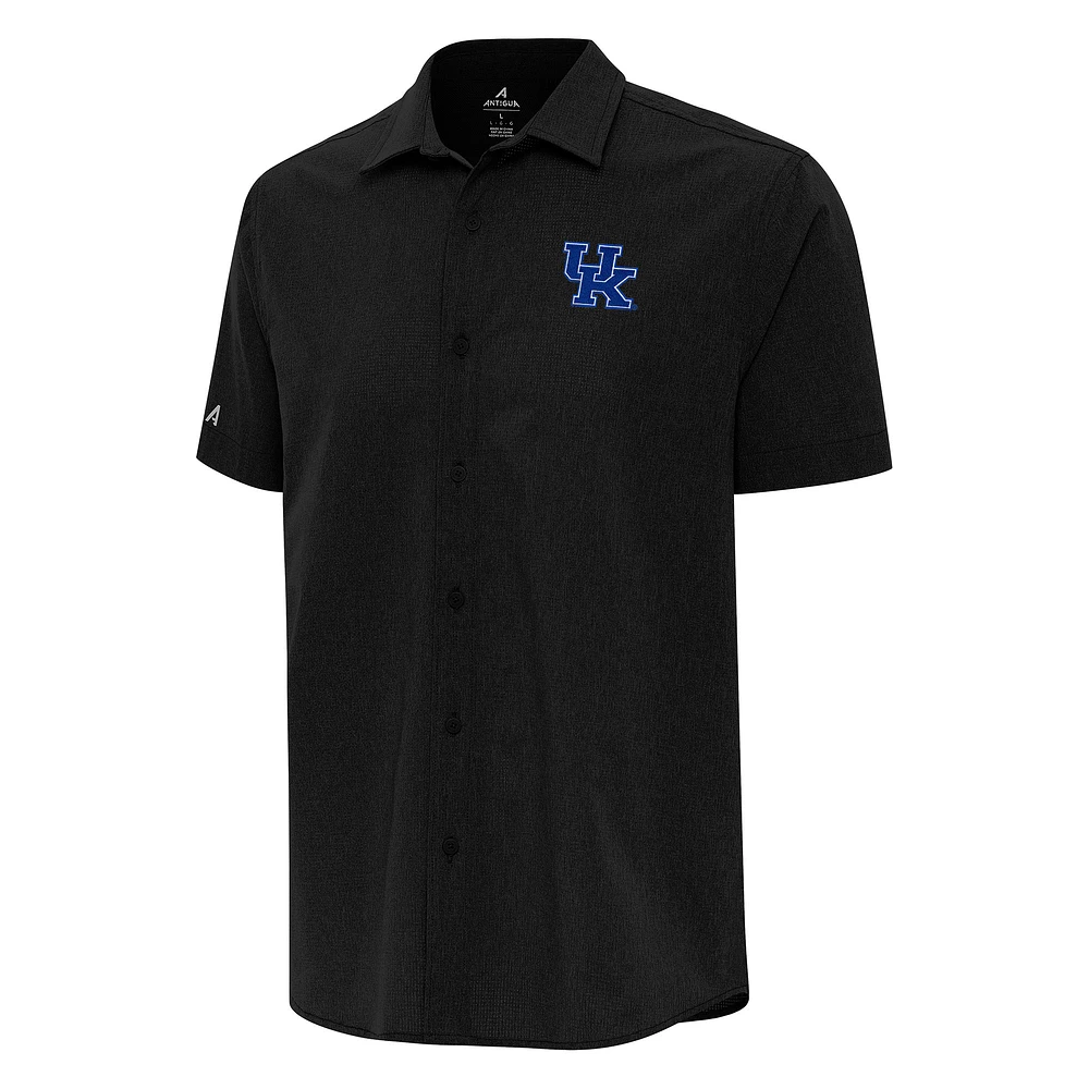 Men's Antigua Black Kentucky Wildcats Activate Woven Short Sleeve Button-Down Shirt