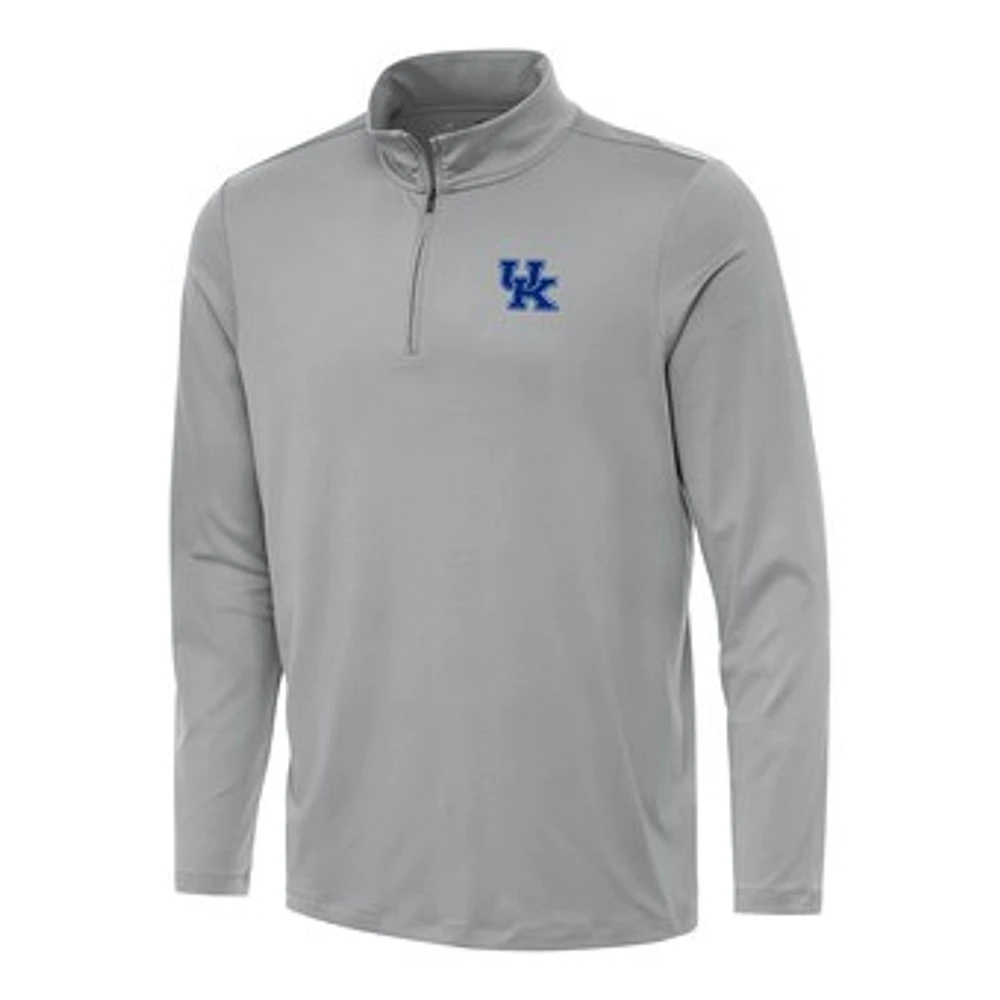 Men's Antigua Gray Kentucky Wildcats Reprocess Quarter-Zip Top