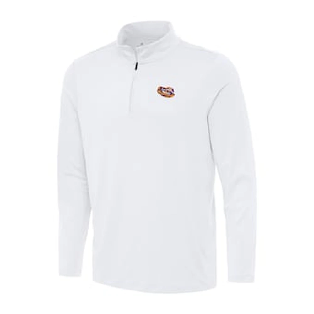 Men's Antigua White LSU Tigers Reprocess Quarter-Zip Top