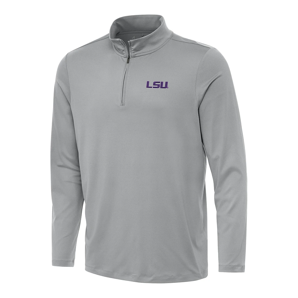 Men's Antigua Gray LSU Tigers Reprocess Quarter-Zip Top