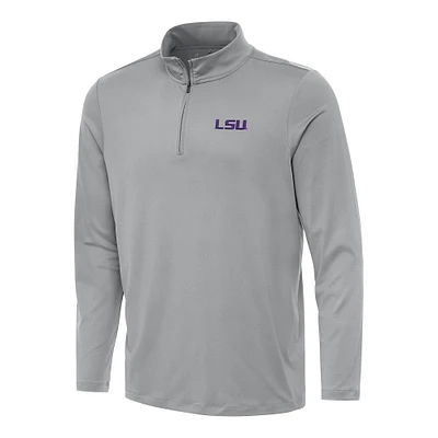 Men's Antigua Gray LSU Tigers Reprocess Quarter-Zip Top