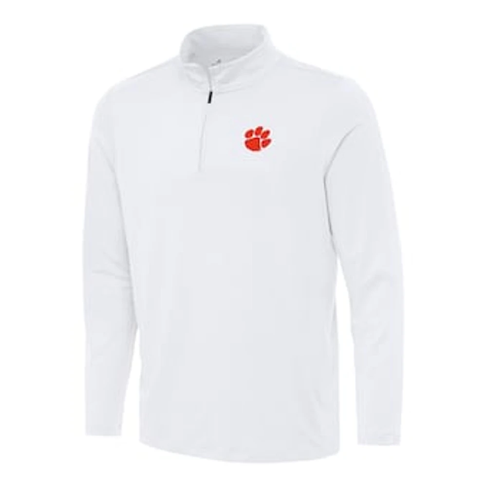 Men's Antigua White Clemson Tigers Reprocess Quarter-Zip Top