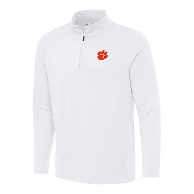 Men's Antigua White Clemson Tigers Reprocess Quarter-Zip Top