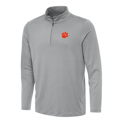 Men's Antigua Gray Clemson Tigers Reprocess Quarter-Zip Top