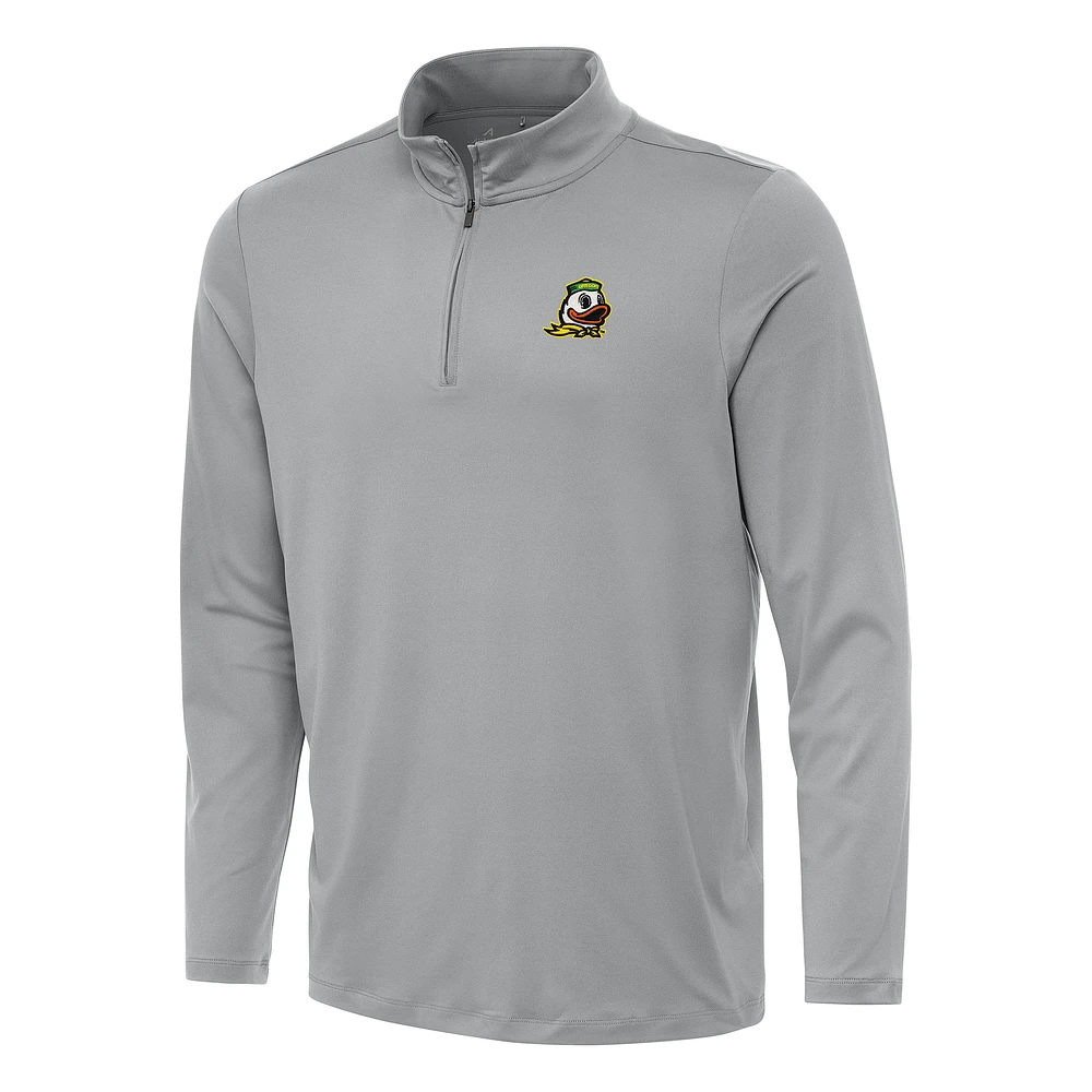 Men's Antigua Gray Oregon Ducks Reprocess Quarter-Zip Top