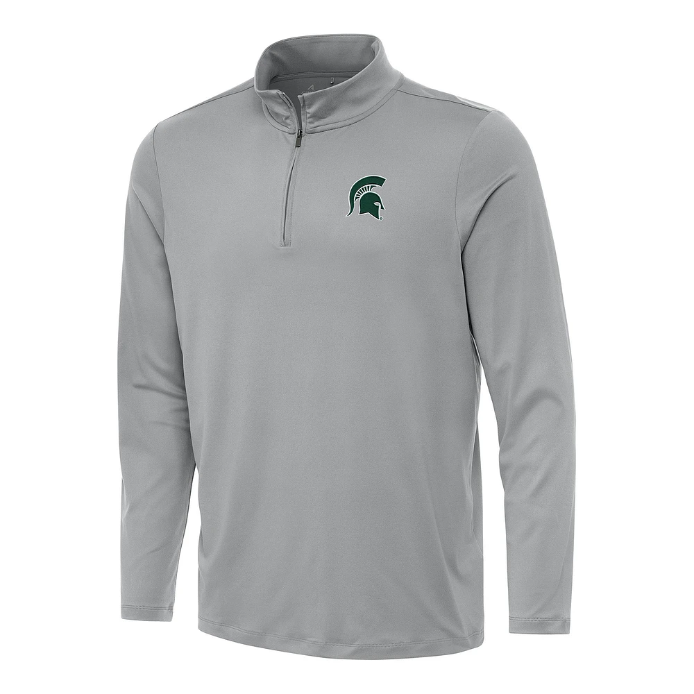 Men's Antigua Gray Michigan State Spartans Reprocess Quarter-Zip Top