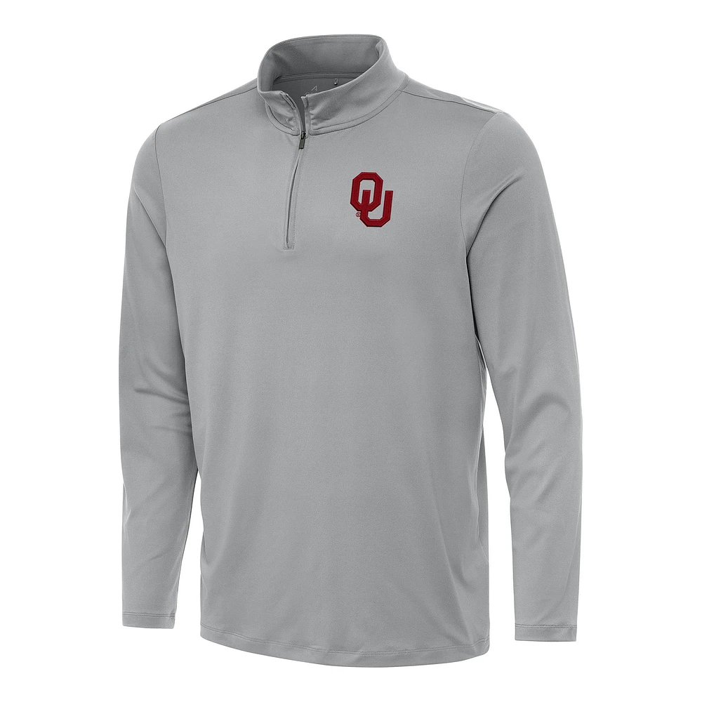 Men's Antigua Gray Oklahoma Sooners Reprocess Quarter-Zip Top