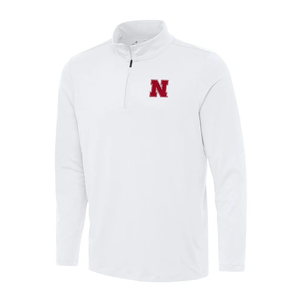 Men's Antigua White Nebraska Huskers Reprocess Quarter-Zip Top