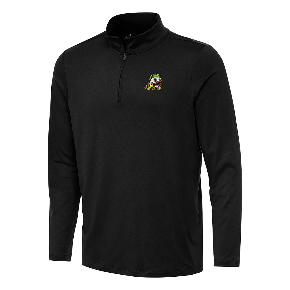 Men's Antigua Black Oregon Ducks Reprocess Quarter-Zip Top