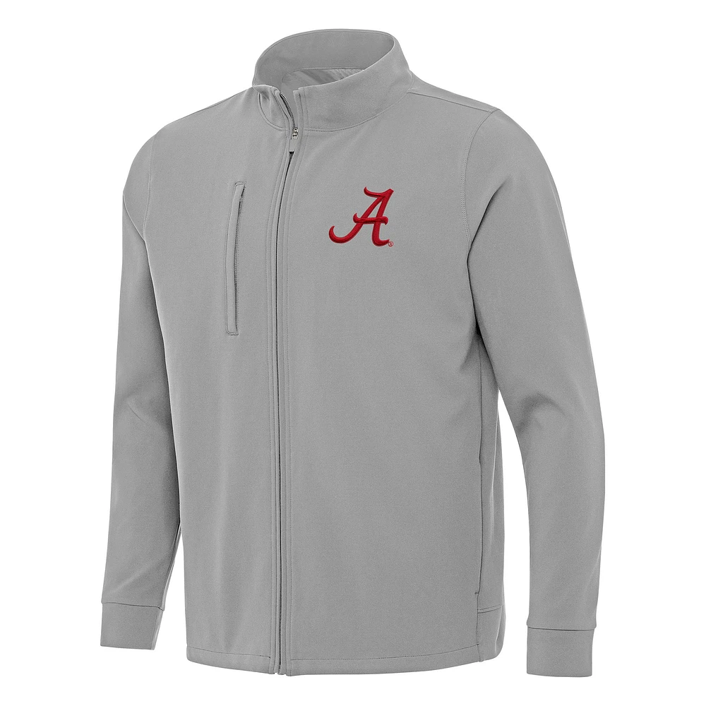 Men's Antigua Gray Alabama Crimson Tide Regard Full-Zip Jacket