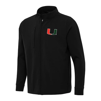 Men's Antigua Black Miami Hurricanes Regard Full-Zip Jacket