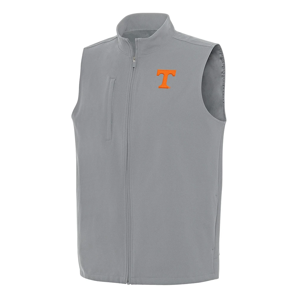 Men's Antigua Gray Tennessee Volunteers Regard Full-Zip Vest