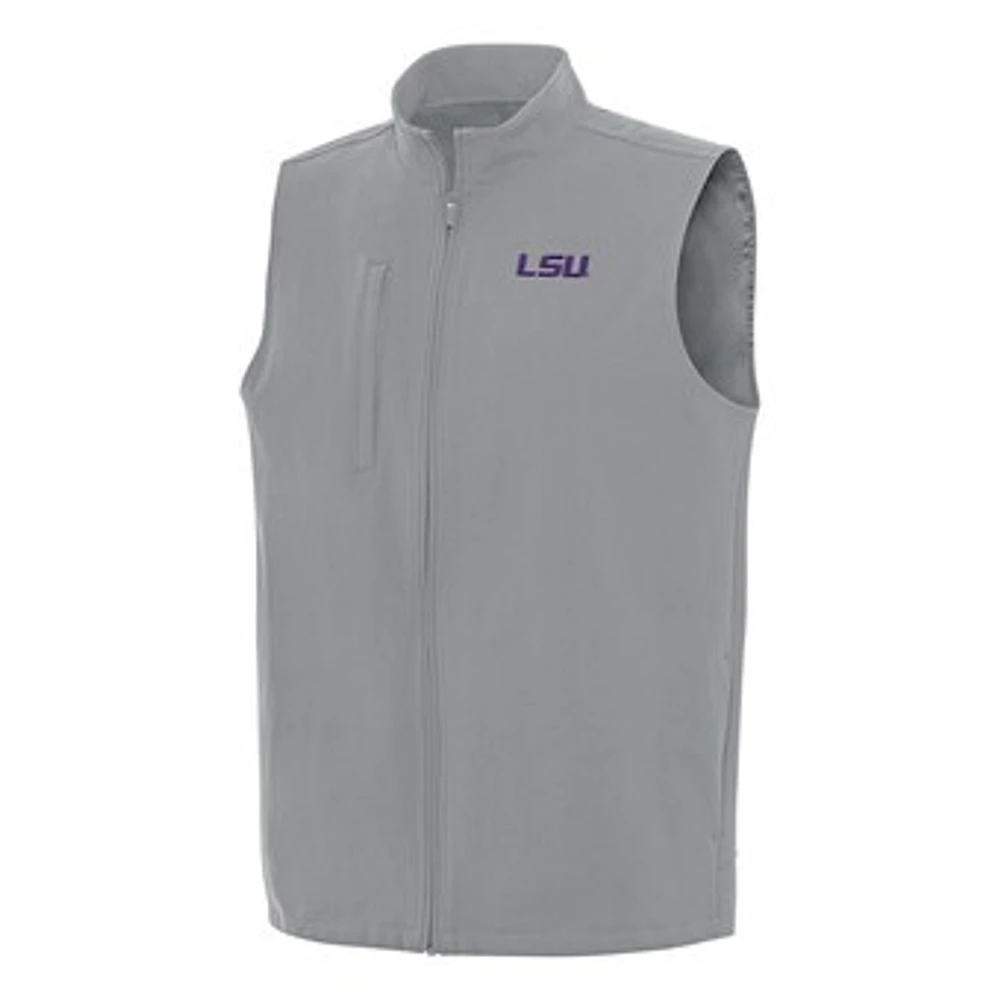 Men's Antigua Gray LSU Tigers Regard Full-Zip Vest