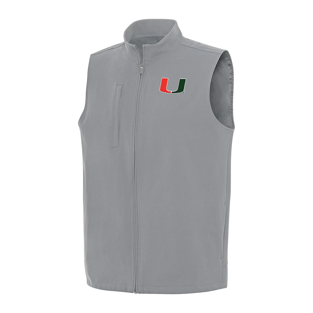 Men's Antigua Gray Miami Hurricanes Regard Full-Zip Vest