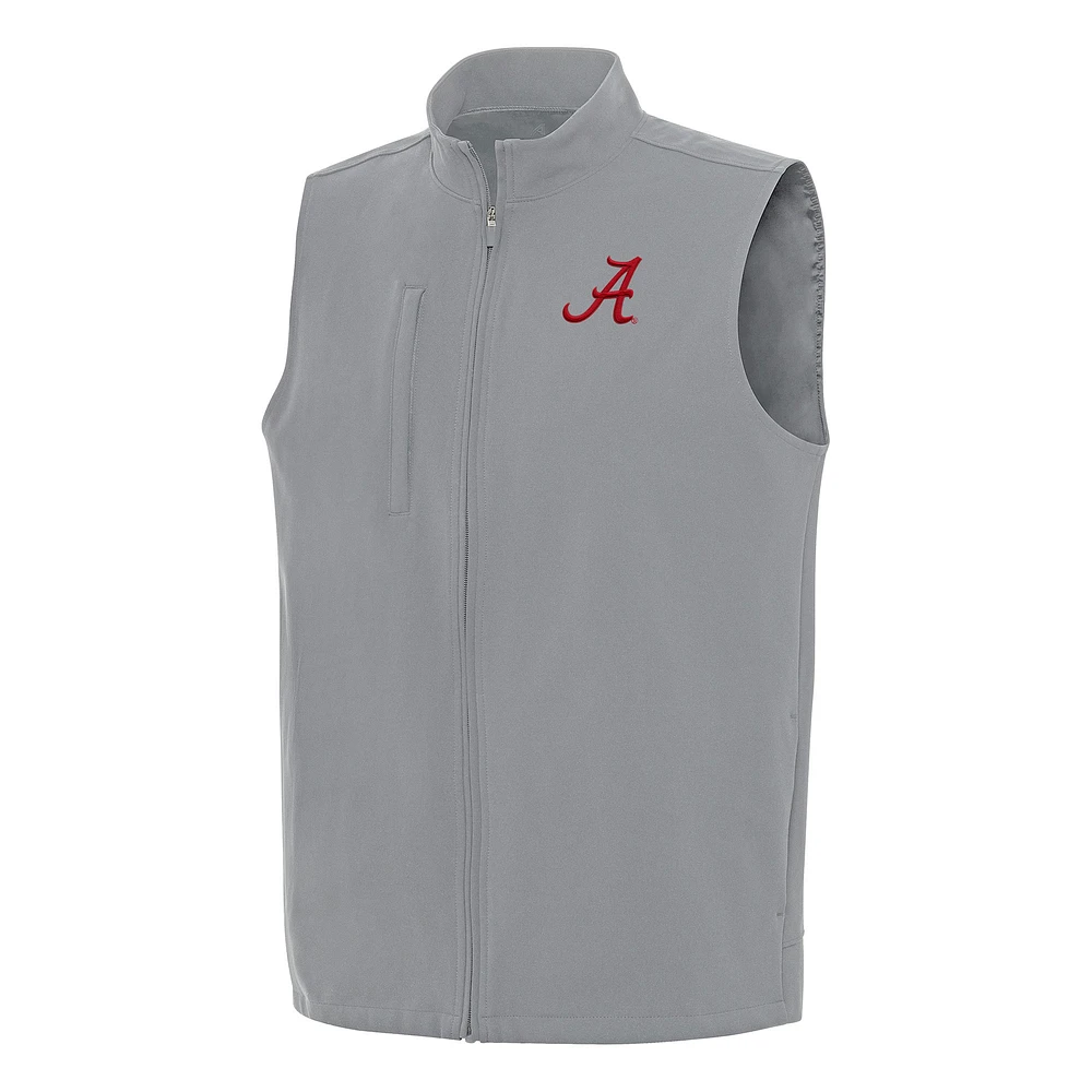 Men's Antigua Gray Alabama Crimson Tide Regard Full-Zip Vest