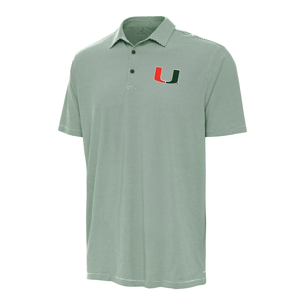 Men's Antigua Hunter Green Miami Hurricanes Twine Polo