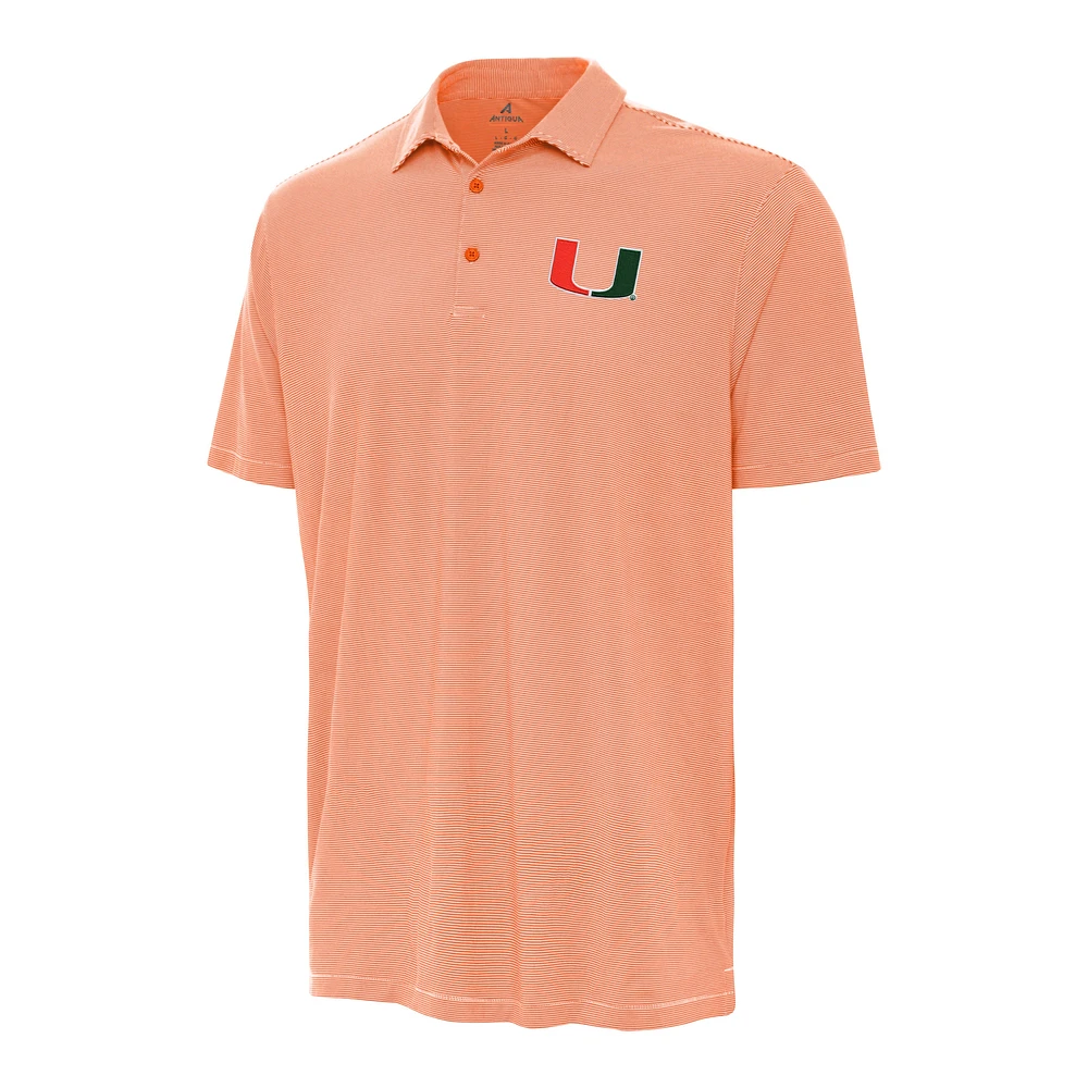 Men's Antigua Orange Miami Hurricanes Twine Polo