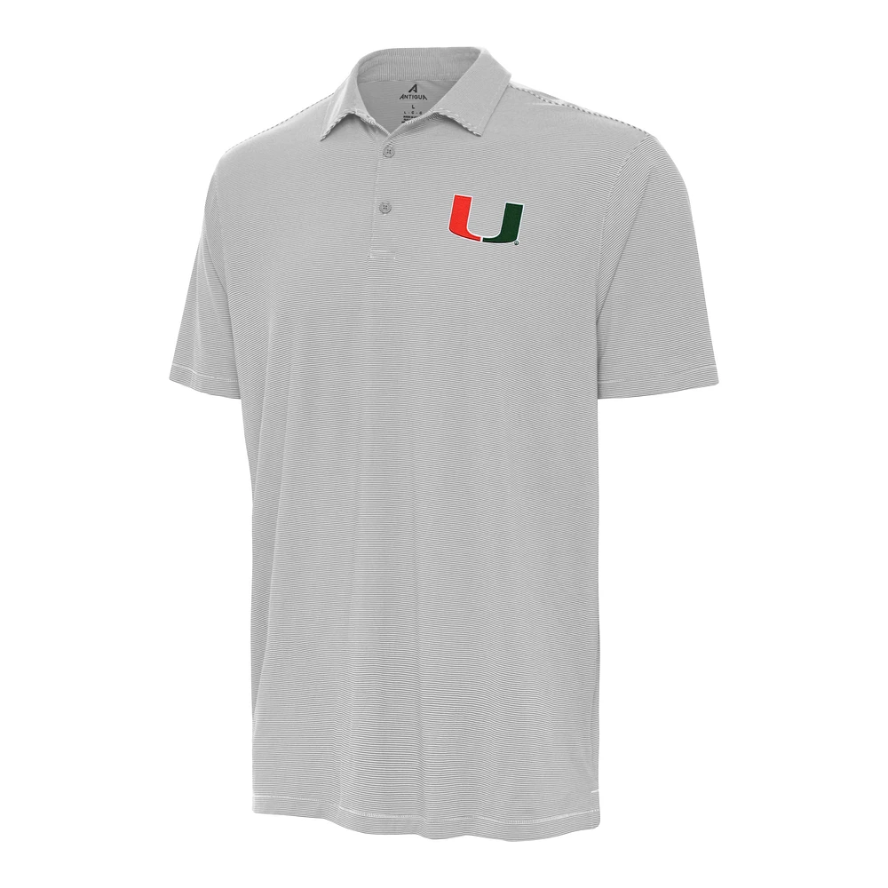 Men's Antigua Gray Miami Hurricanes Twine Polo