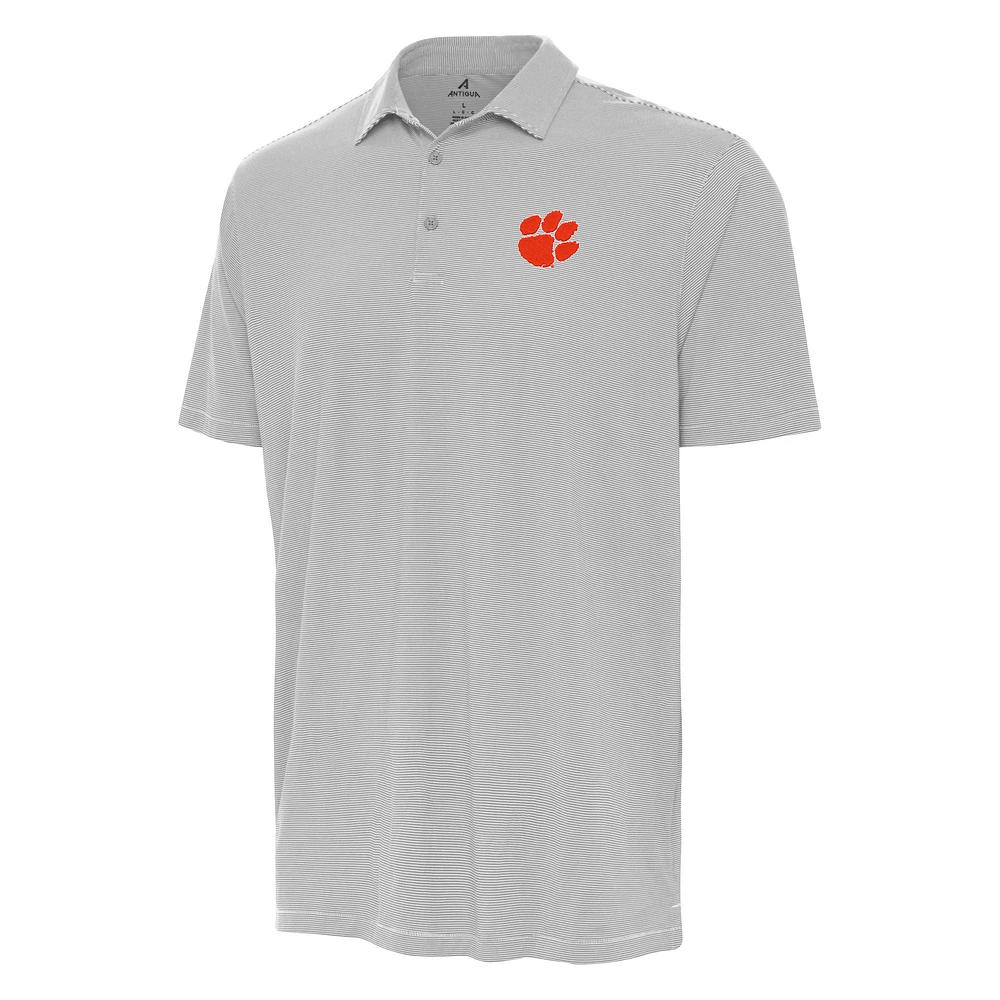 Men's Antigua Gray Clemson Tigers Twine Polo