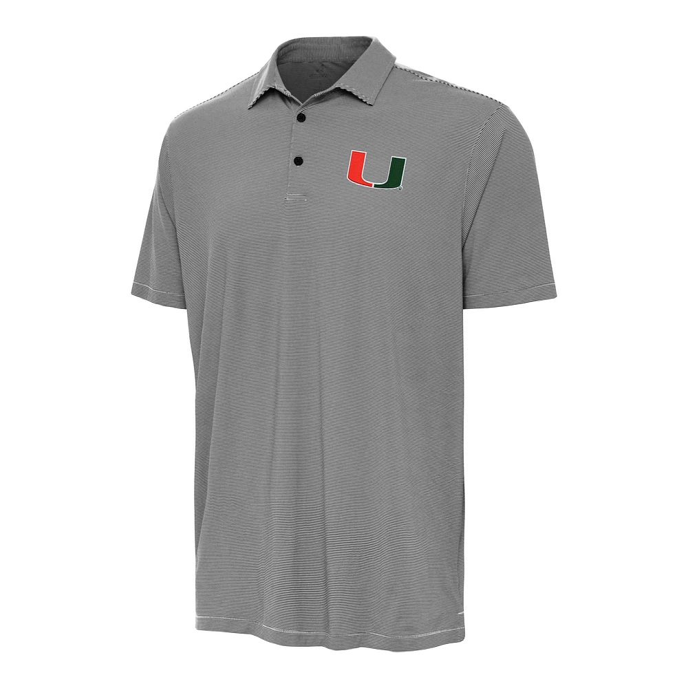 Men's Antigua Black Miami Hurricanes Twine Polo
