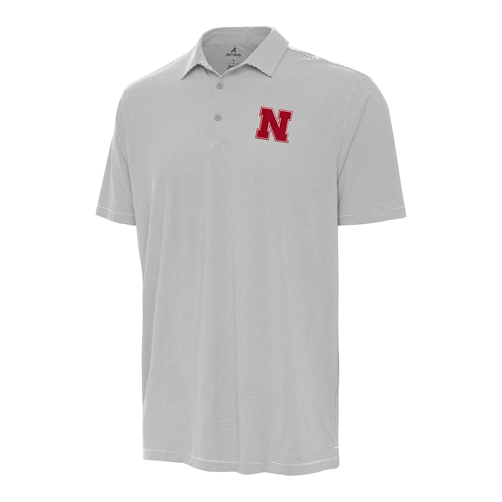 Men's Antigua Gray Nebraska Huskers Twine Polo