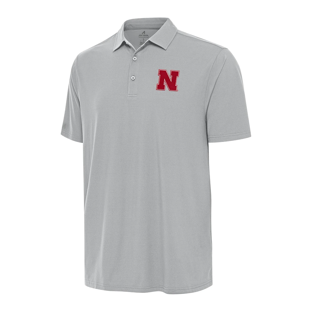 Men's Antigua Gray Nebraska Huskers Era Polo