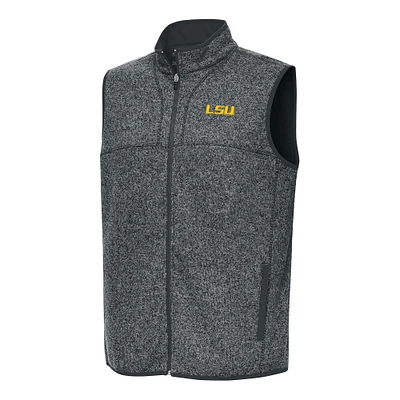 Men's Antigua Heather Gray LSU Tigers Fortune Full-Zip Vest