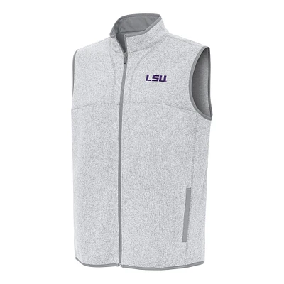Men's Antigua Heather Gray LSU Tigers Fortune Full-Zip Vest