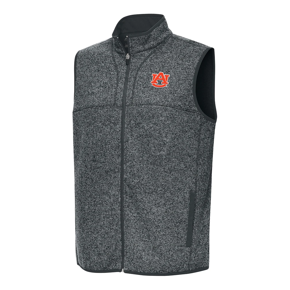 Men's Antigua Heather Gray Auburn Tigers Fortune Full-Zip Vest