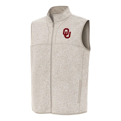 Men's Antigua Oatmeal Oklahoma Sooners Fortune Full-Zip Vest