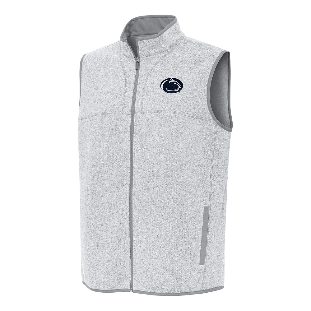 Men's Antigua Heather Gray Penn State Nittany Lions Fortune Full-Zip Vest