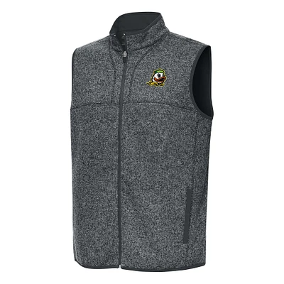Men's Antigua Heather Gray Oregon Ducks Fortune Full-Zip Vest