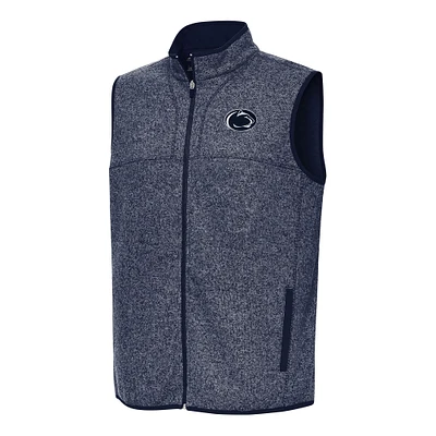Men's Antigua Heather Navy Penn State Nittany Lions Fortune Full-Zip Vest