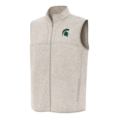 Men's Antigua Oatmeal Michigan State Spartans Fortune Full-Zip Vest
