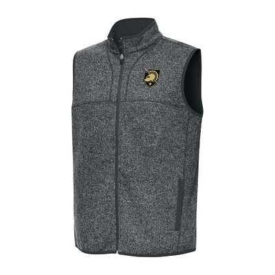 Men's Antigua Heather Gray Army Black Knights Fortune Full-Zip Vest