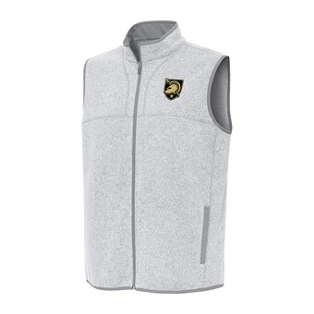 Men's Antigua Heather Gray Army Black Knights Fortune Full-Zip Vest