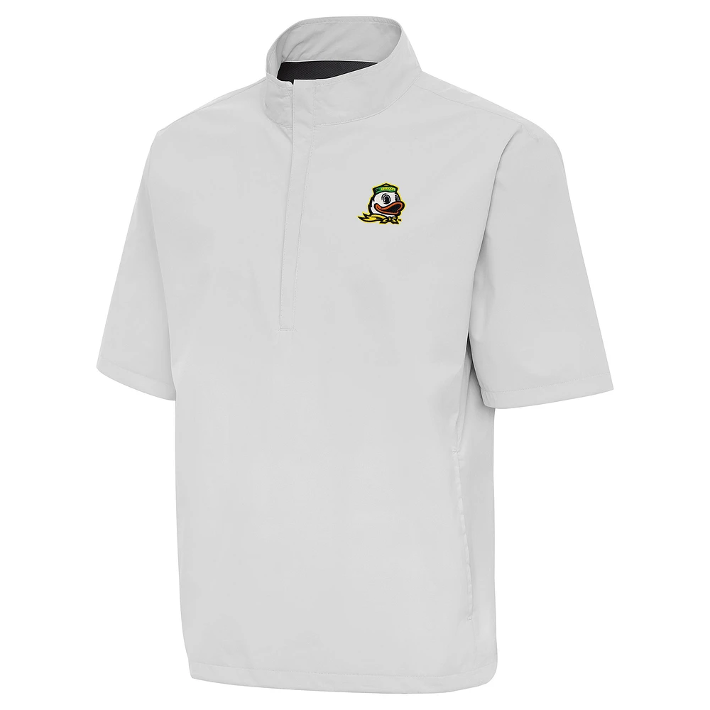 Men's Antigua Heather Gray Oregon Ducks Brisk Quarter-Zip Windbreaker
