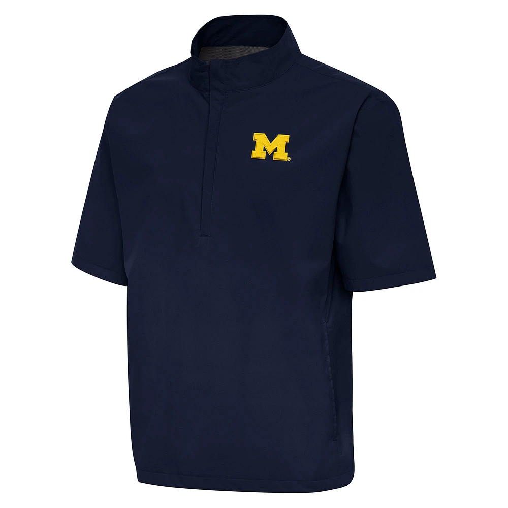 Men's Antigua Navy Michigan Wolverines Brisk Quarter-Zip Windbreaker