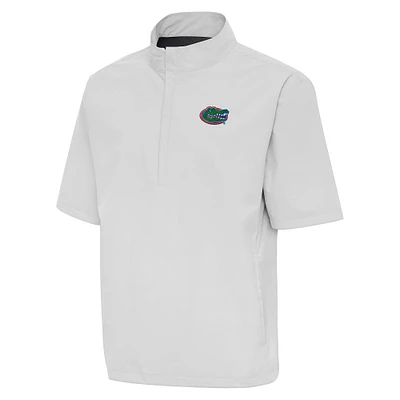 Men's Antigua  Heather Gray Florida Gators Brisk Quarter-Zip Windbreaker