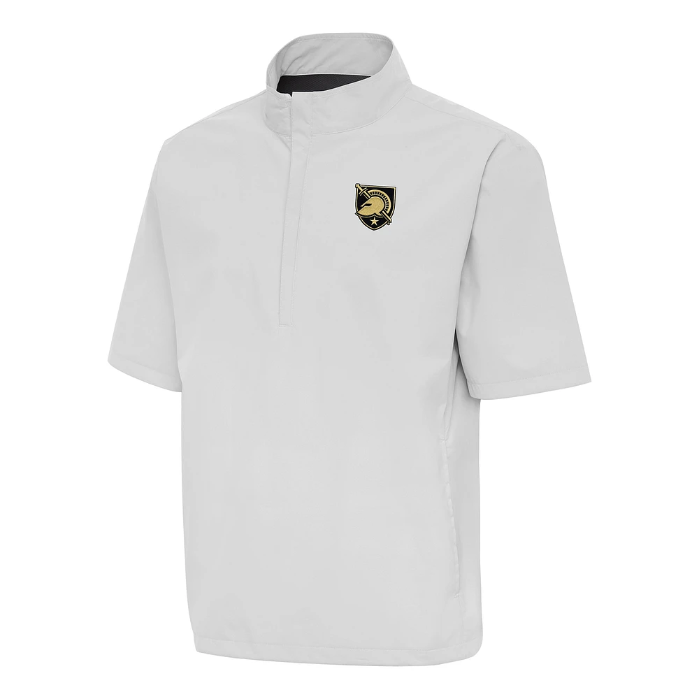 Men's Antigua Heather Gray Army Black Knights Brisk Quarter-Zip Windbreaker