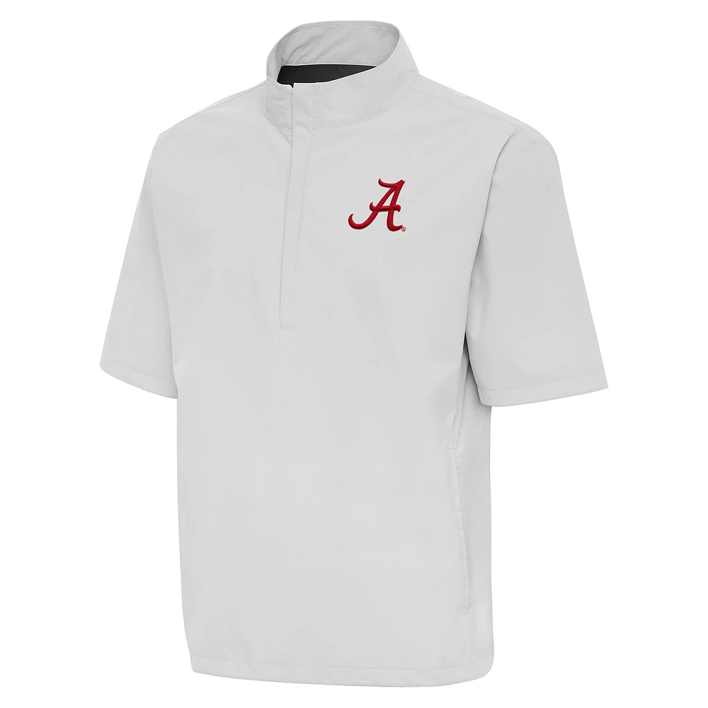 Men's Antigua Heather Gray Alabama Crimson Tide Brisk Quarter-Zip Windbreaker
