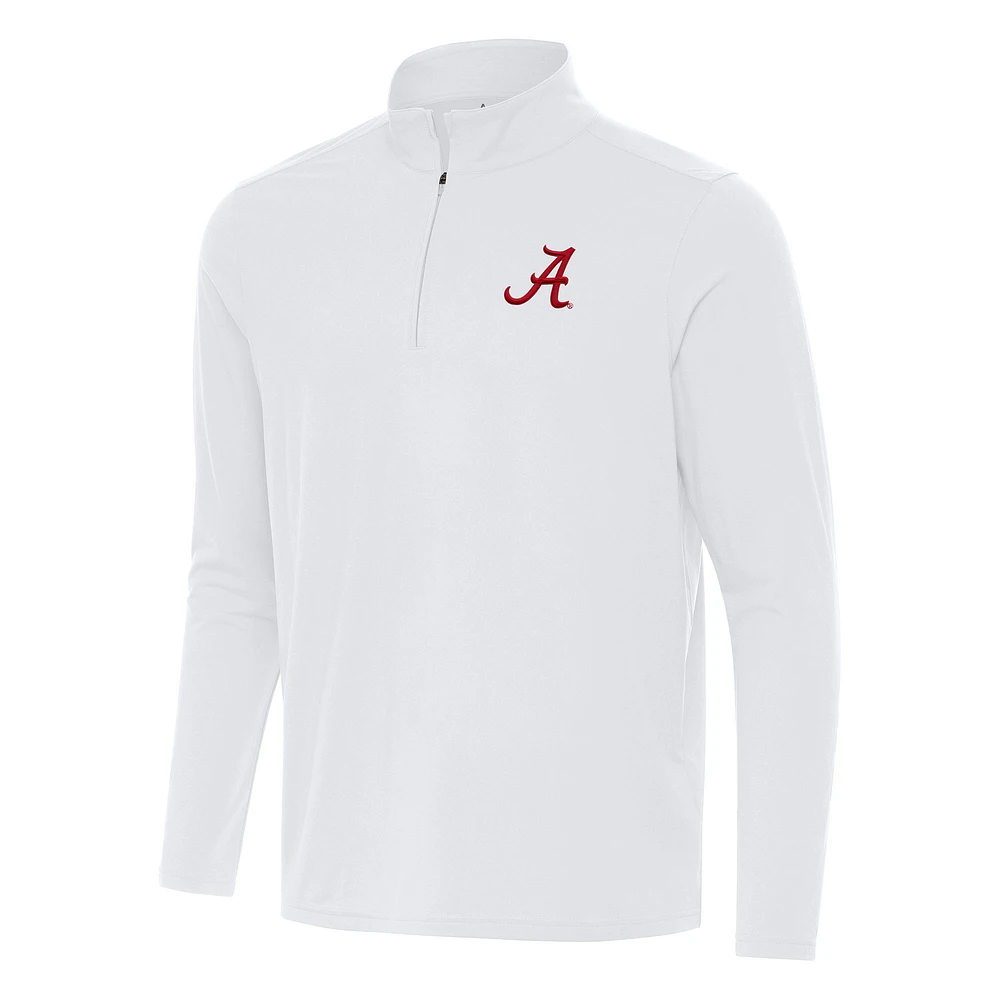 Men's Antigua White Alabama Crimson Tide Intent Quarter-Zip Top