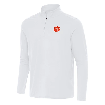 Men's Antigua White Clemson Tigers Intent Quarter-Zip Top