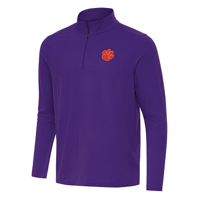 Men's Antigua Purple Clemson Tigers Intent Quarter-Zip Top